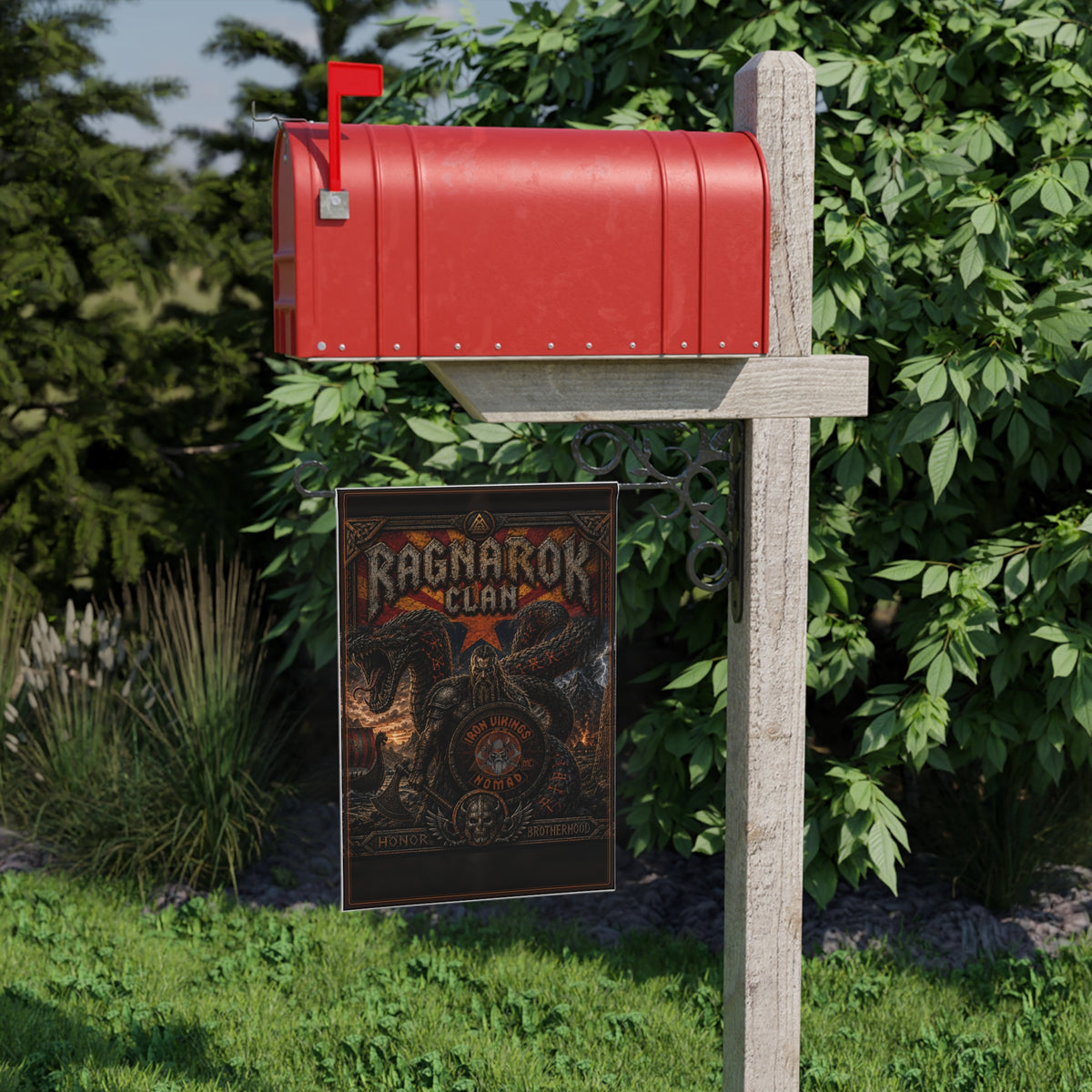 Ragnarok Clan Garden Flag – Viking Shield & Serpent Outdoor Banner