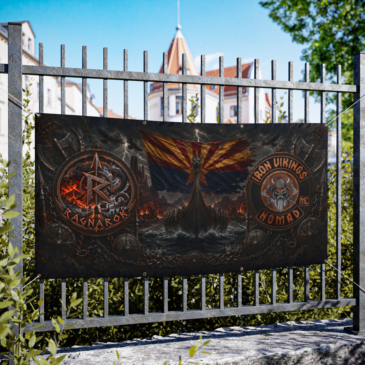 Viking Ragnarok Vinyl Banner — Iron Vikings Nomad Norse Wall Flag