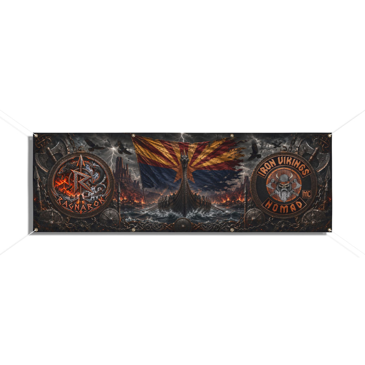 Viking Ragnarok Vinyl Banner — Iron Vikings Nomad Norse Wall Flag