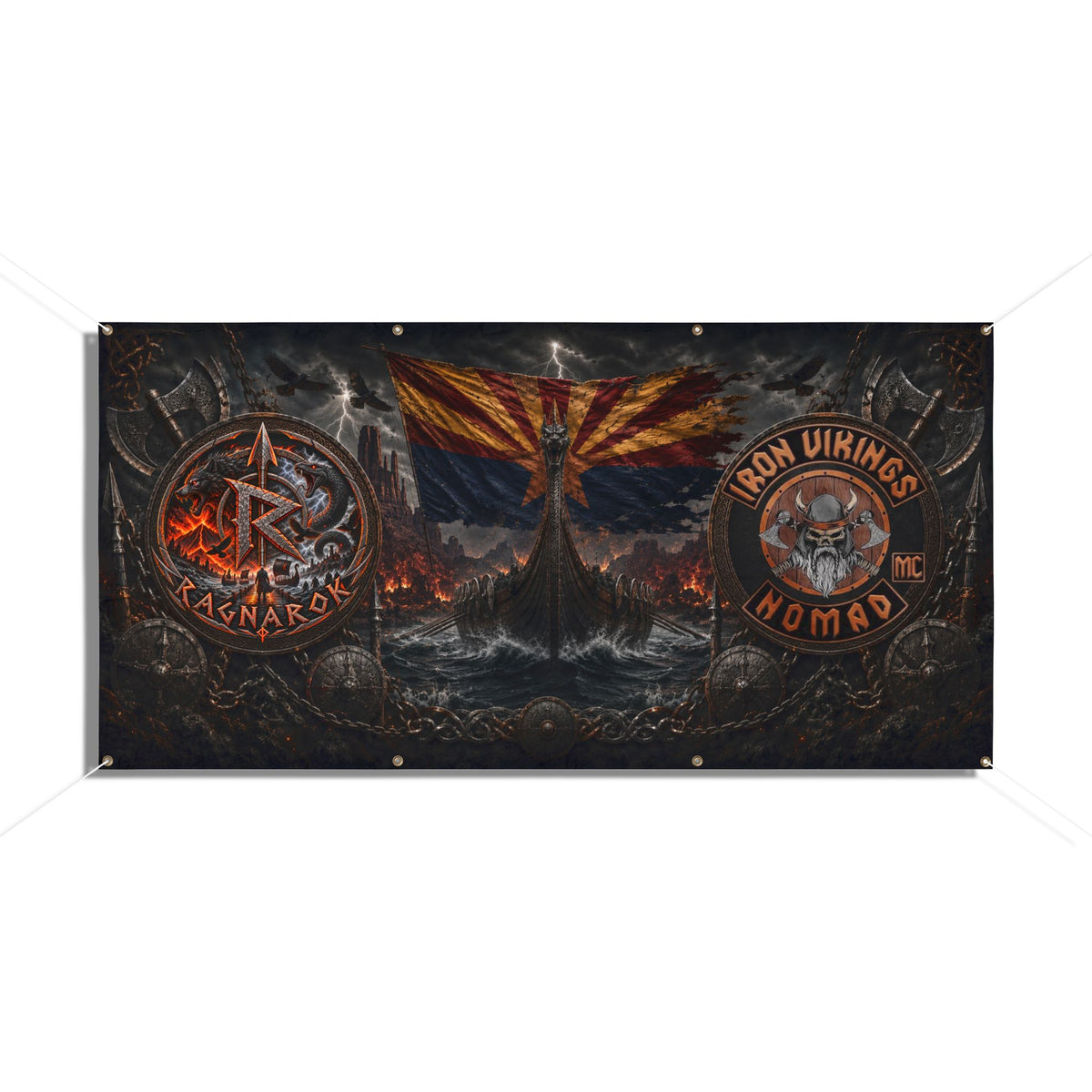 Viking Ragnarok Vinyl Banner — Iron Vikings Nomad Norse Wall Flag