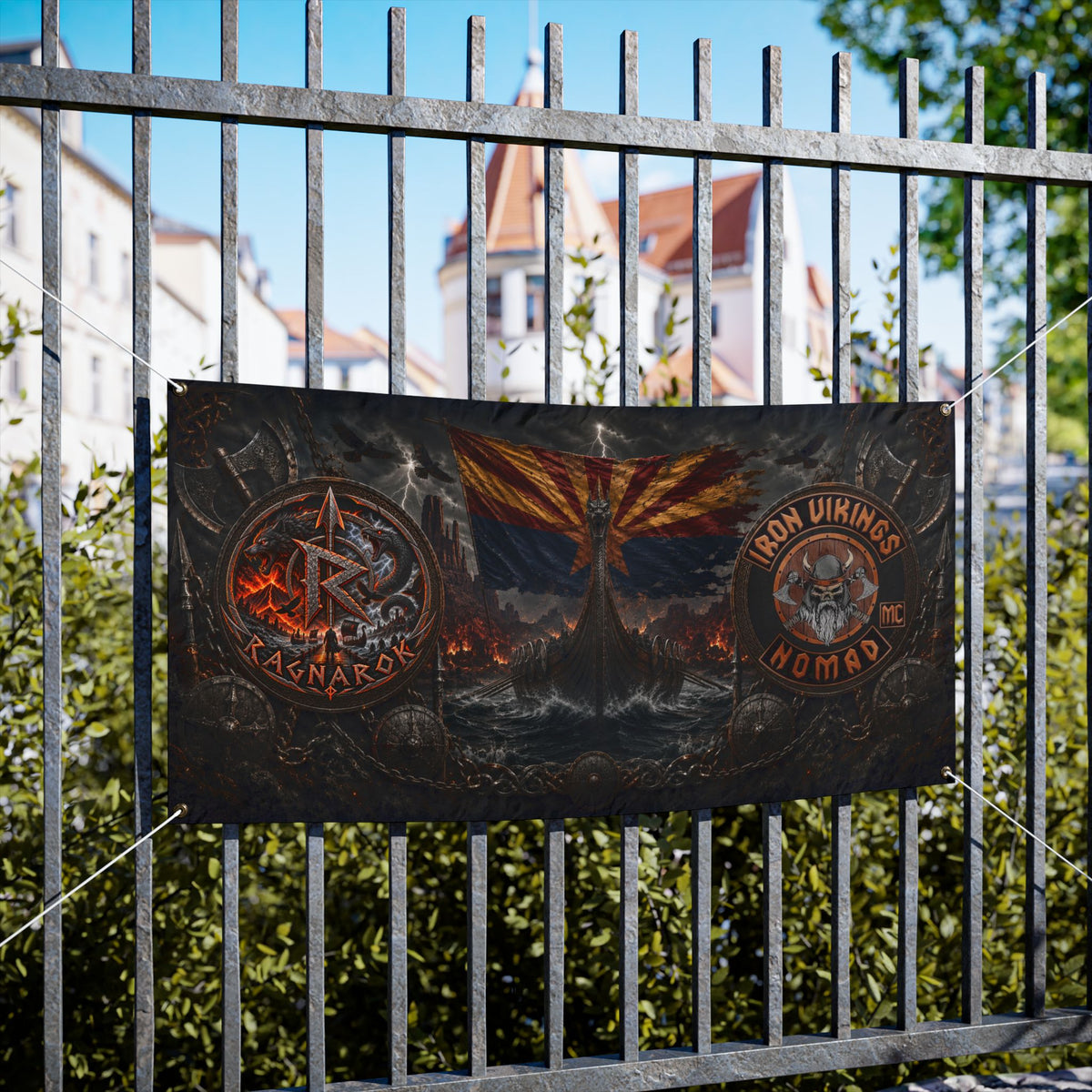 Viking Ragnarok Vinyl Banner — Iron Vikings Nomad Norse Wall Flag