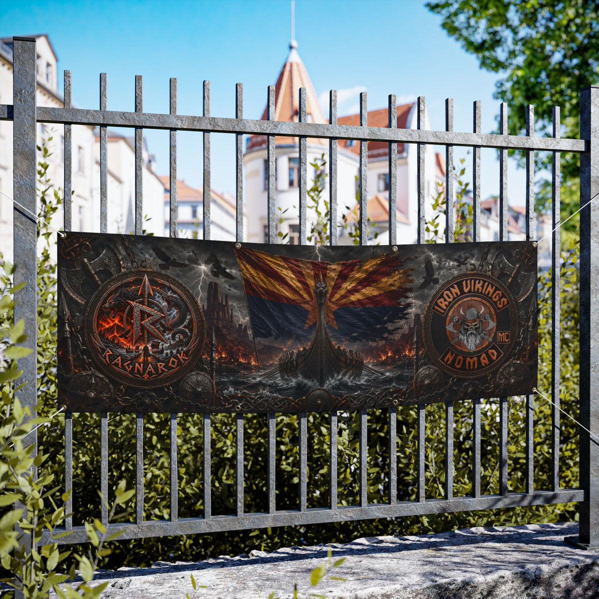 Viking Ragnarok Vinyl Banner — Iron Vikings Nomad Norse Wall Flag