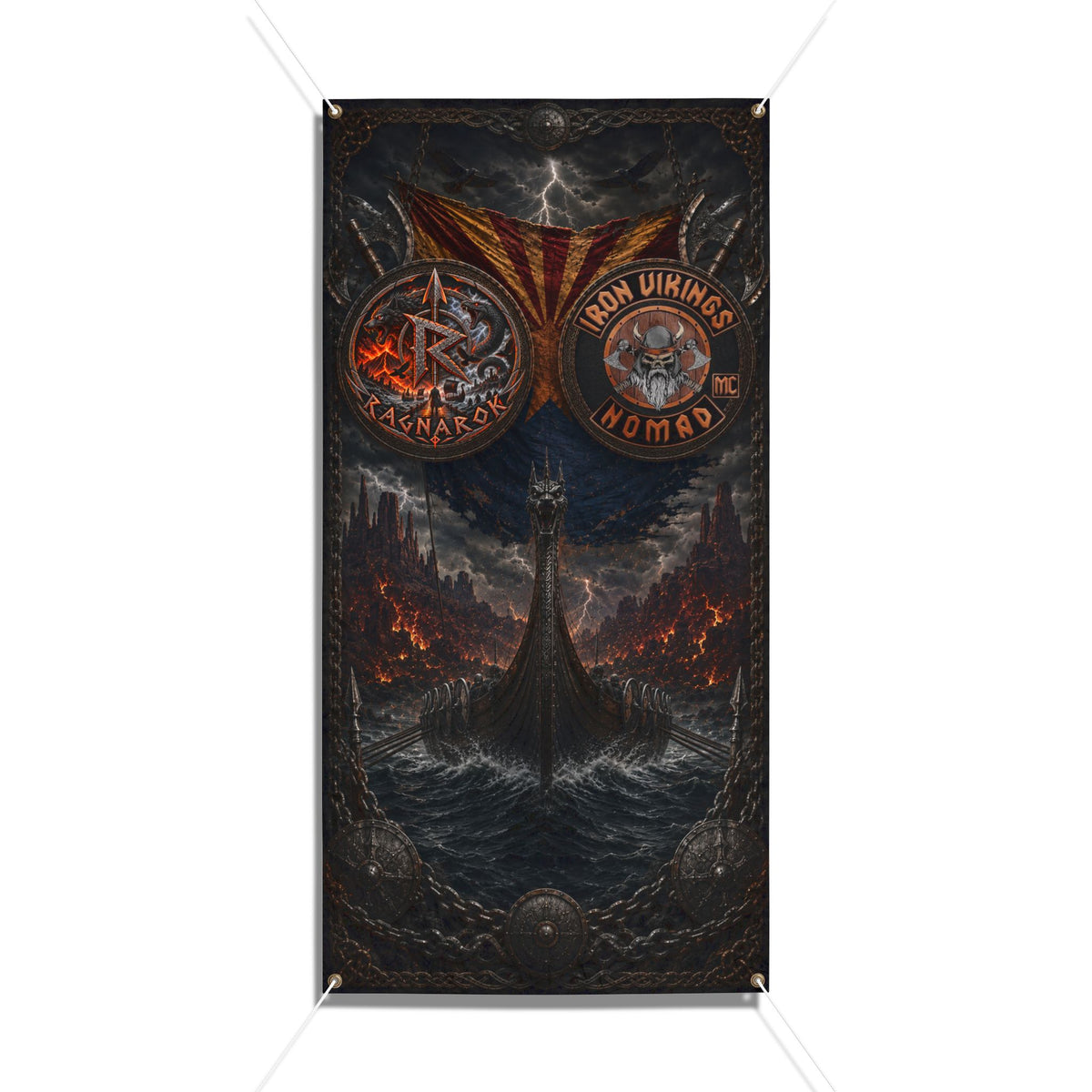 Viking Ragnarok Vinyl Banner — Iron Vikings Nomad Norse Wall Flag
