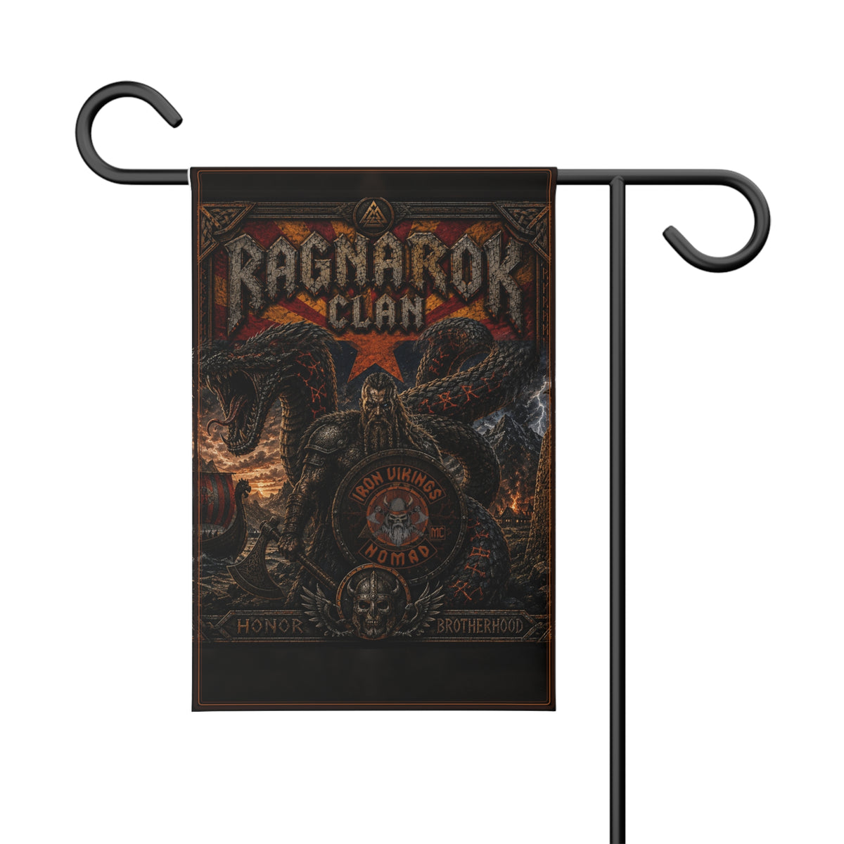 Ragnarok Clan Garden Flag – Viking Shield & Serpent Outdoor Banner