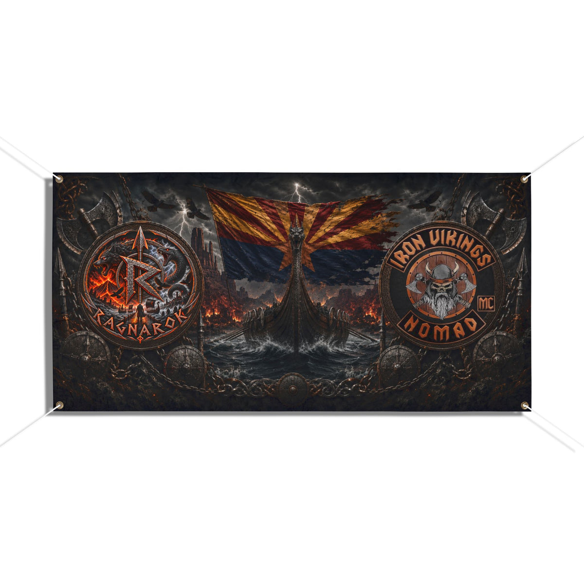 Viking Ragnarok Vinyl Banner — Iron Vikings Nomad Norse Wall Flag